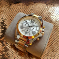 Michael Kors Bradshaw Chronograph Silver Dial Two Tone Steel Strap Watch For Women - MK5855