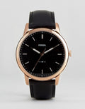 Fossil The Minimalist Black Dial Black Leather Strap Watch for Men - FS5376