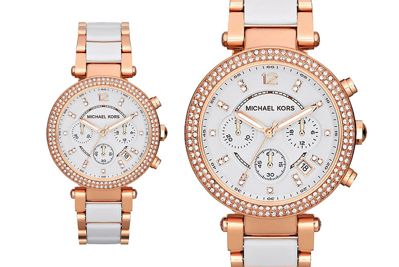 Michael Kors Parker White Dial Two Tone Steel Strap Watch for Women - MK5774
