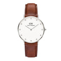 Daniel Wellington Classy St Mawes White Dial Brown Leather Strap Watch For Women - DW00100079