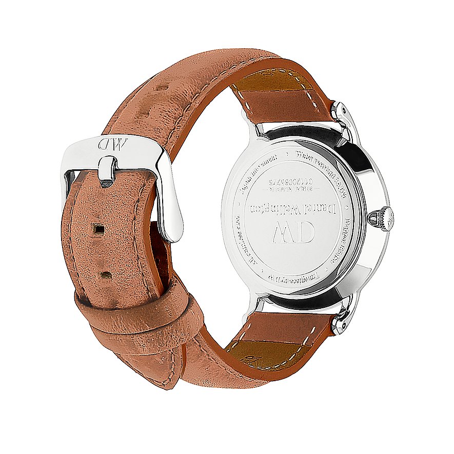Daniel Wellington Dapper Durham Analog White Dial Brown Leather Strap Watch For Women - DW00100114