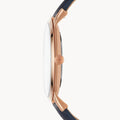 Fossil The Minimalist Slim White Dial Blue Leather Strap Watch for Men - FS5371
