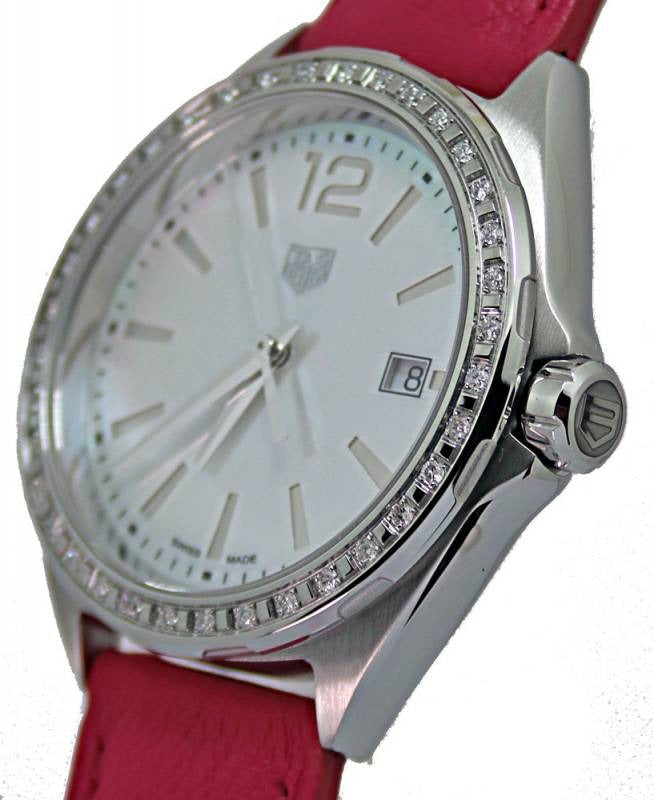 Tag Heuer Formula 1 Quartz Mother of Pearl Dial Pink Leather Strap Watch for Women - WBJ131A.FC8252