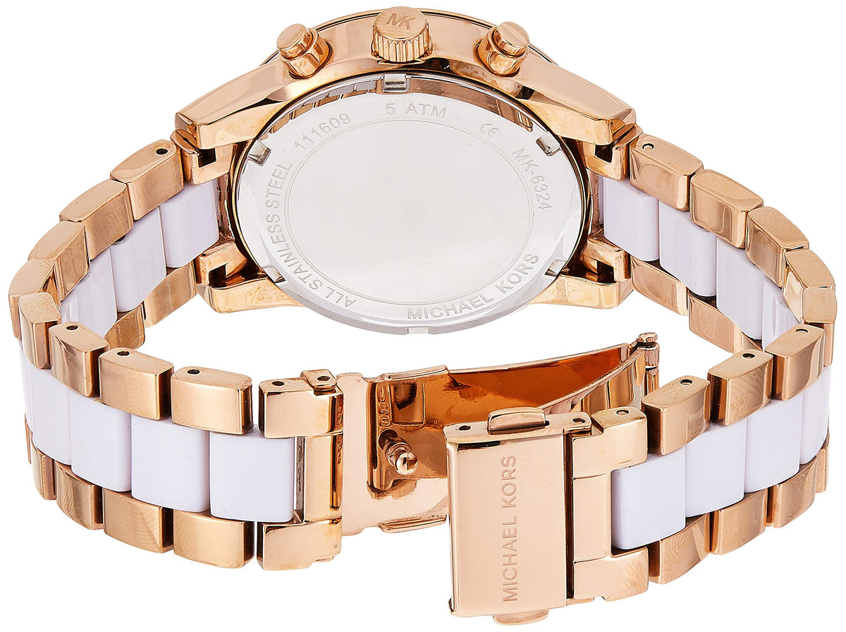 Michael Kors Ritz White Dial Two Tone Steel Strap Watch for Women - MK6324