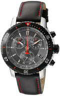 Tissot T Sport PRS 200 Chronograph Grey Dial Black Leather Strap Watch For Men - T067.417.26.051.00