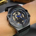 Maserati Potenza Automatic Black Dial Black Leather Strap Watch For Men - R8821108009