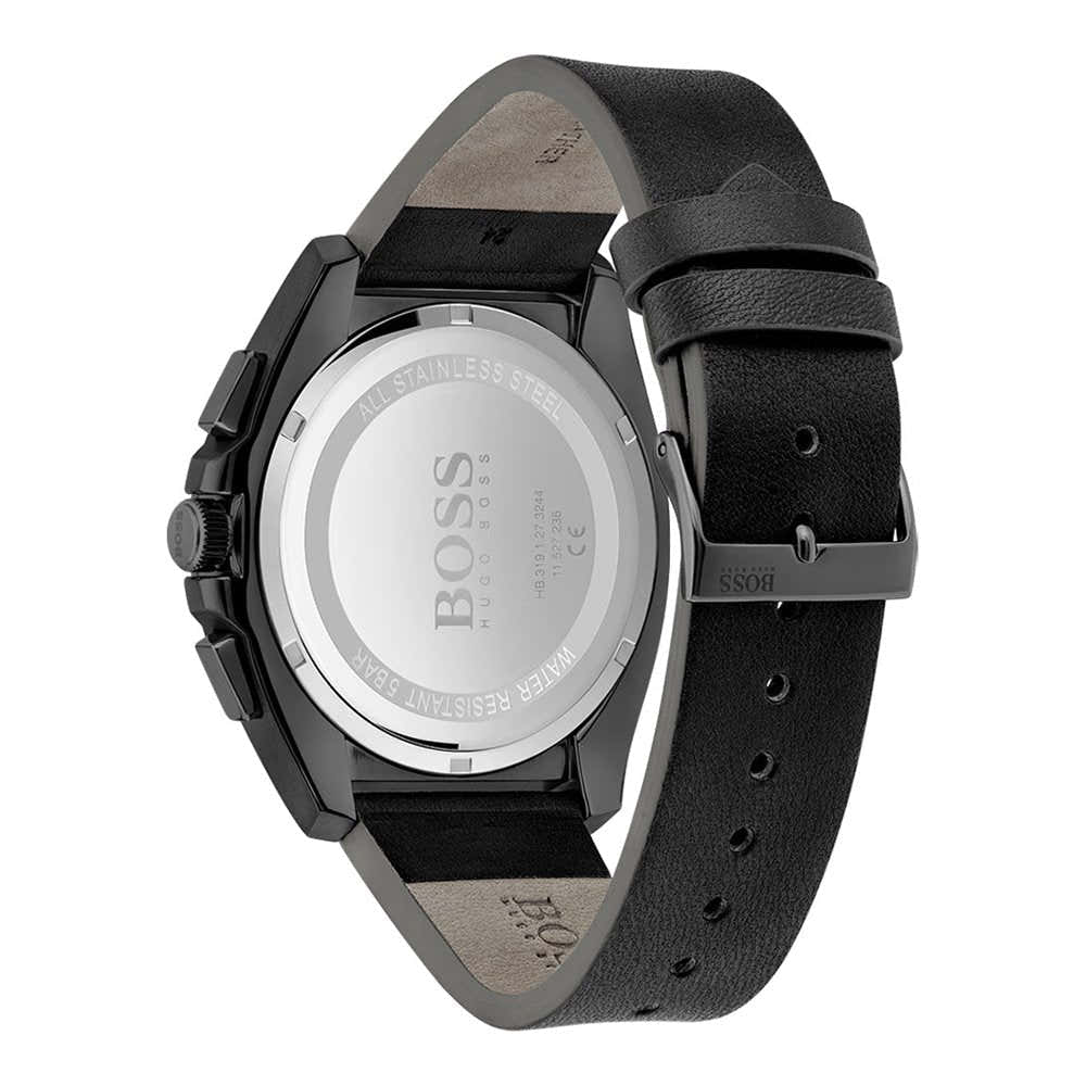 Hugo Boss Grandmaster Blue Dial Black Leather Strap Watch for Men - 1513883