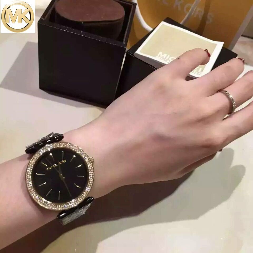 Michael Kors Darci Black Dial Black Steel Strap Watch for Women - MK3322