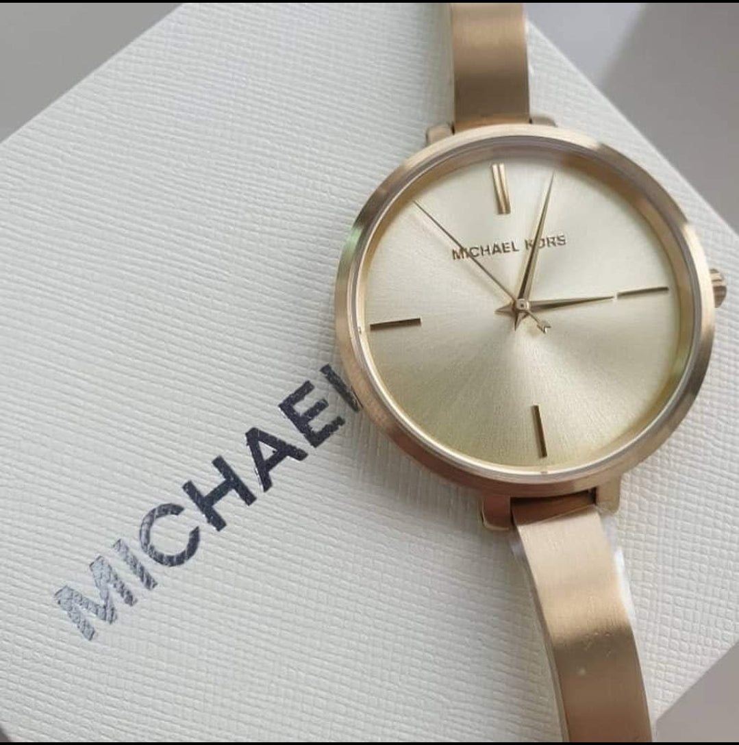 Michael Kors Jaryn Analog Quartz Gold Dial Gold Steel Strap Watch For Women - MK3546