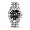 Bulova Crystal Collection Black Dial Silver Steel Strap Watch for Men - 96K102