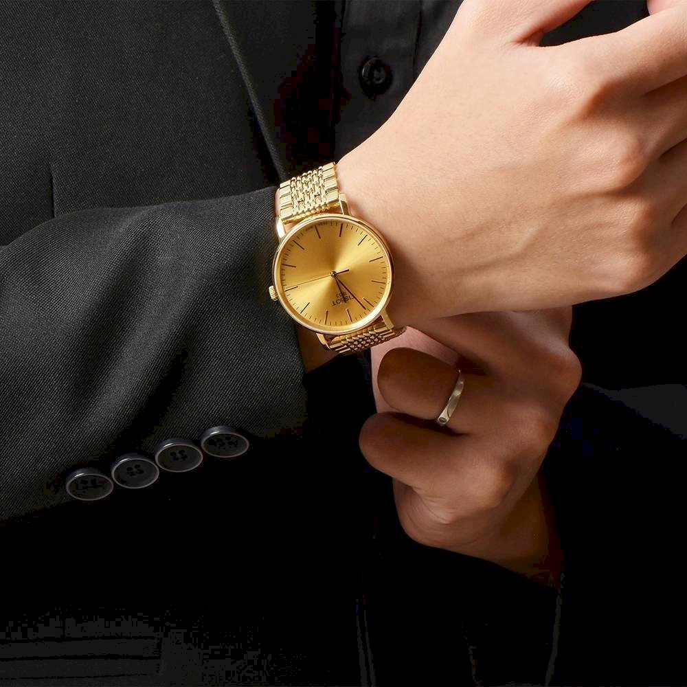 Tissot T Classic Everytime Medium Gold Dial Gold Mesh Bracelet Watch For Men - T109.410.33.021.00