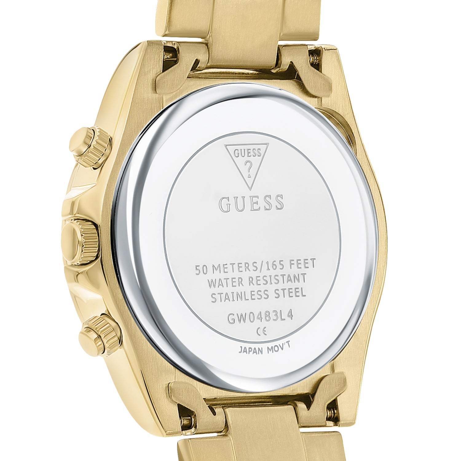 Guess Confetti Chronograph Rainbow Dial Gold Steel Strap Watch For Women  - GW0483L4