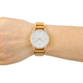 Calvin Klein Stately White Dial Rose Gold Steel Strap Watch for Women - K3G23626