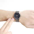 Emporio Armani Gianni Chronograph Blue Dial Silver Steel Strap Watch For Men - AR1648