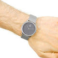 Calvin Klein Minimalist Black Dial Silver Mesh Bracelet Watch for Men - K3M2112X
