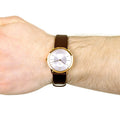 Calvin Klein Minimal White Dial Brown Leather Strap Watch for Women - K3M226G6