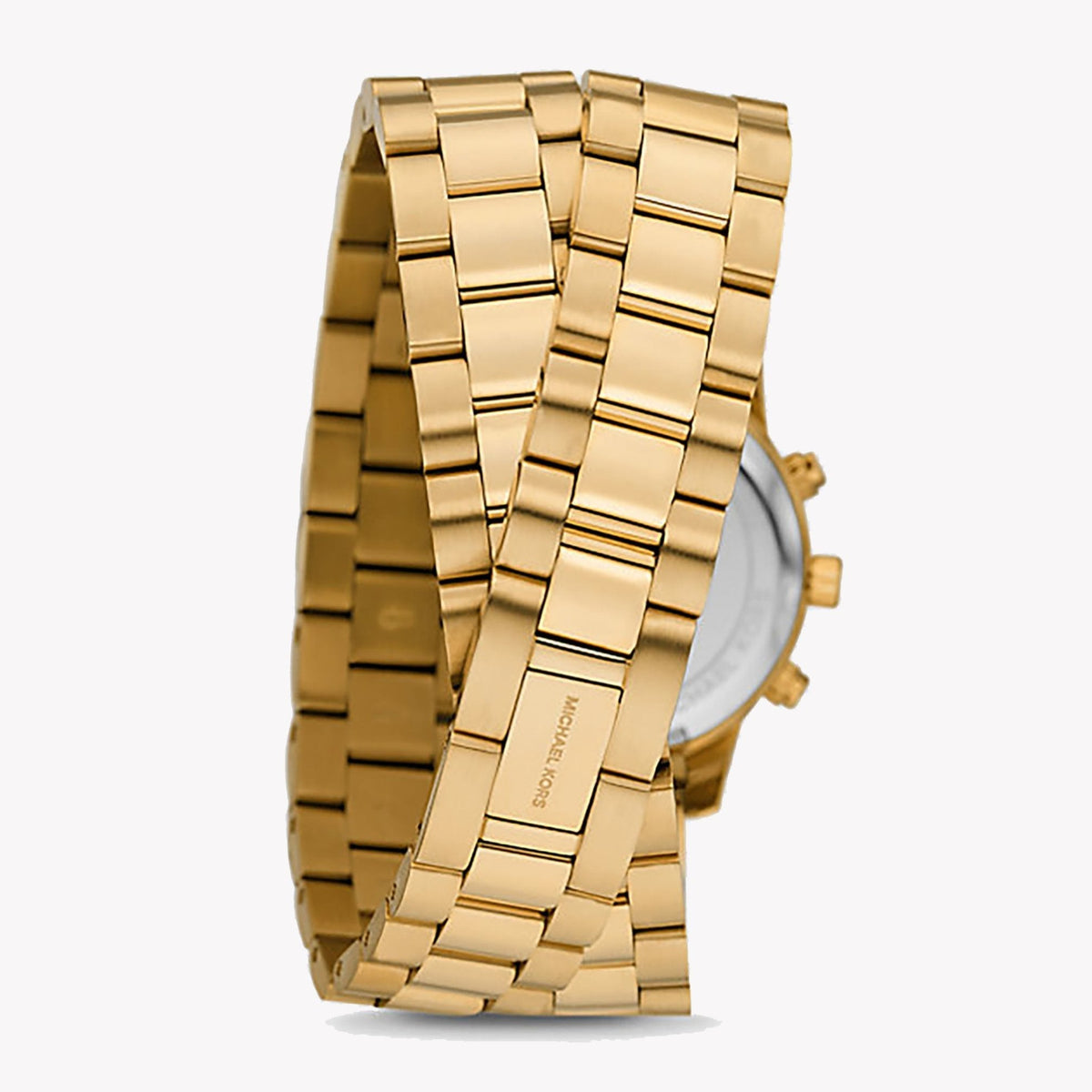 Michael Kors Runway Chronograph Analog Gold Dial Gold Steel Strap Watch for Women - MK7452