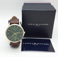 Tommy Hilfiger Hunter Green Dial Brown Leather Strap Watch for Men - 1791607