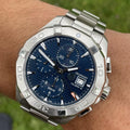 Tag Heuer Aquaracer Automatic Chronograph Blue Dial Silver Steel Strap Watch for Men - CAY2112.BA0927