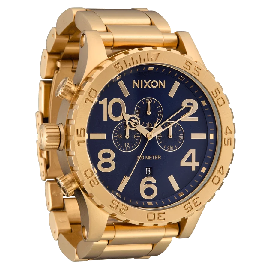 Nixon 51-30 Chrono Blue Dial Gold Steel Strap Watch for Men - A083-2735