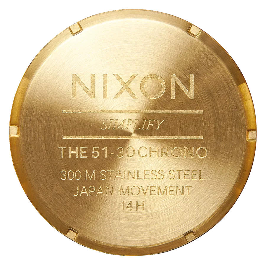 Nixon 51-30 Chrono Gold Dial Gold Steel Strap Watch for Men - A083-502