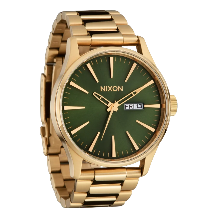 Nixon Sentry Green Dial Gold Steel Strap Watch for Men - A356-1919