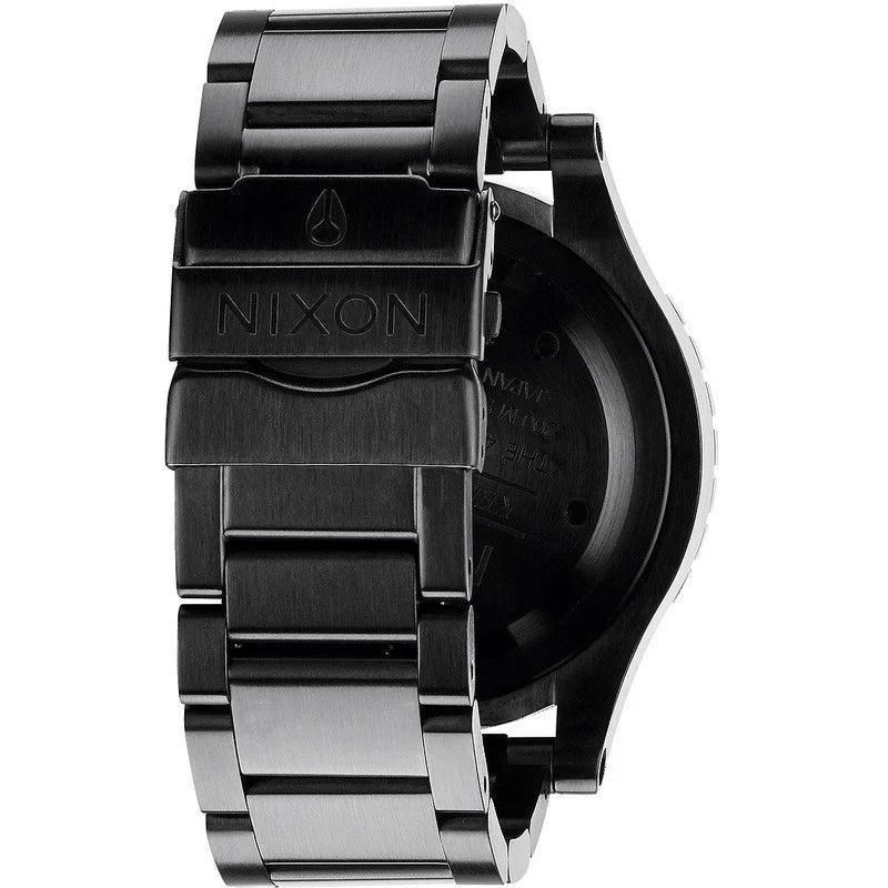 Nixon 48-20 Chrono Black Dial Black Steel Strap Watch for Men - A486-1320