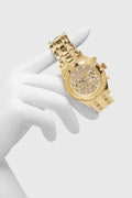 Guess Continental Diamonds Gold Dial Gold Steel Strap Watch for Men - GW0261G2