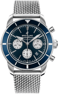 Breitling Superocean Heritage B01 Chronograph 44 Blue Dial Silver Mesh Bracelet Watch for Men - AB0162161C1A1