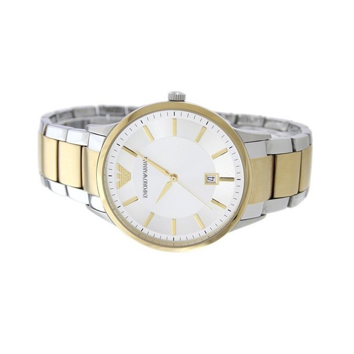 Emporio Armani Renato Silver Dial Two Tone Steel Strap Watch For Men - AR2449