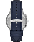 Emporio Armani Renato Chronograph Blue Dial Black Leather Strap Watch For Men - AR11216