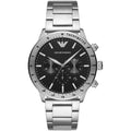 Emporio Armani Mario Chronograph Black Dial Silver Steel Strap Watch For Men - AR11241