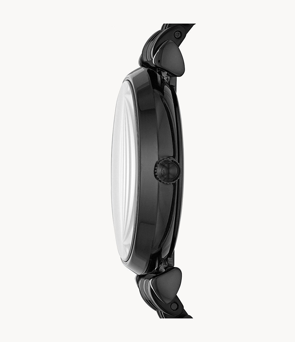 Emporio Armani Gianni T Bar All Black Diamond Dial Watch For Women - AR11245