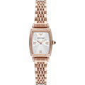 Emporio Armani Gianni T Bar Quartz Crystals White Dial Rose Gold Steel Strap Watch For Women - AR11406