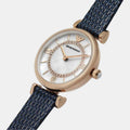 Emporio Armani Gianni T-Bar Analog Mother of Pearl Dial Blue Leather Strap Watch For Women - AR11468