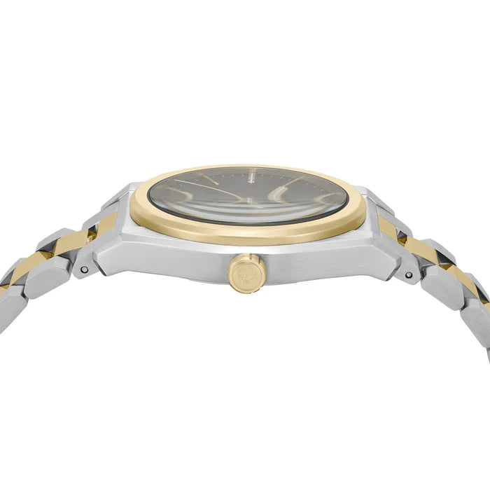 Emporio Armani Antonio Black Dial Two Tone Steel Strap Watch for Men - AR11715