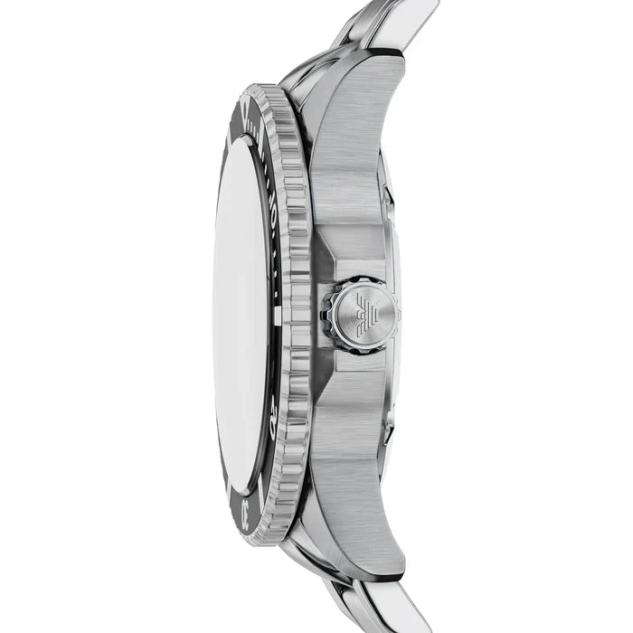 Emporio Armani World Explorer Solar Black Dial Silver Steel Strap Watch for Men - AR11787
