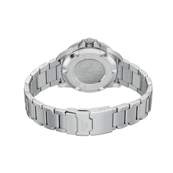 Emporio Armani World Explorer Solar Black Dial Silver Steel Strap Watch for Men - AR11787