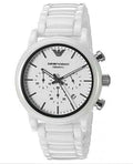 Emporio Armani Luigi Chronograph Ceramic White Dial White Ceramic Strap Watch For Men - AR1499