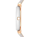 Emporio Armani Gianni T Bar Quartz Mother of Pearl Dial White Leather Strap Watch For Women - AR1965