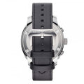 Emporio Armani Sportivo Chronograph Silver Dial Black Leather Strap Watch For Men - AR6054