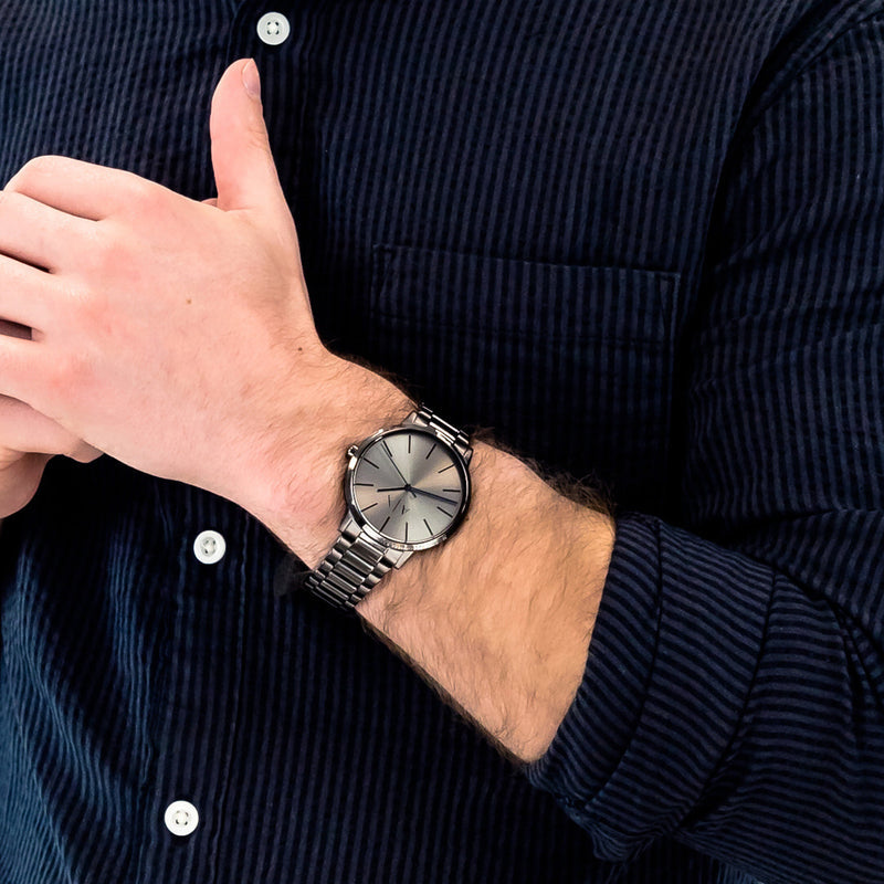 Armani Exchange Cayde Analog Grey Dial Grey Steel Strap Watch For Men  - AX2722