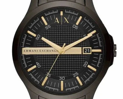 Armani Exchange Hampton Chronograph Black Dial Black Steel Strap Watch For Men - AX2413