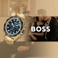 Hugo Boss Energy Chronograph Blue Dial Gold Steel Strap Watch For Men - 1513973