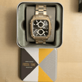Fossil Inscription Multifunction Black Dial Gold Steel Strap Watch for Men - BQ2656