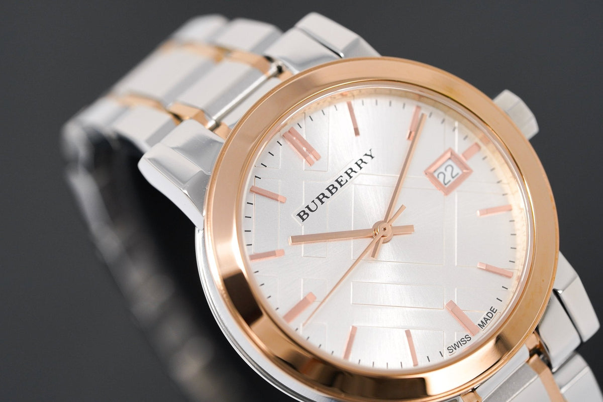 Burberry The City White Dial Two Tone Steel Strap Watch for Women - BU9105