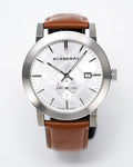 Burberry The City Silver Dial Brown Leather Strap Watch for Men - BU9904