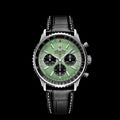 Breitling Navitimer B01 Chronograph 43 Green Dial Black Leather Strap Watch for Men - AB0138241L1P1