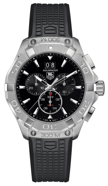 Tag Heuer Aquaracer Chronograph Black Dial Black Rubber Strap Watch for Men - CAY1110.FT6041
