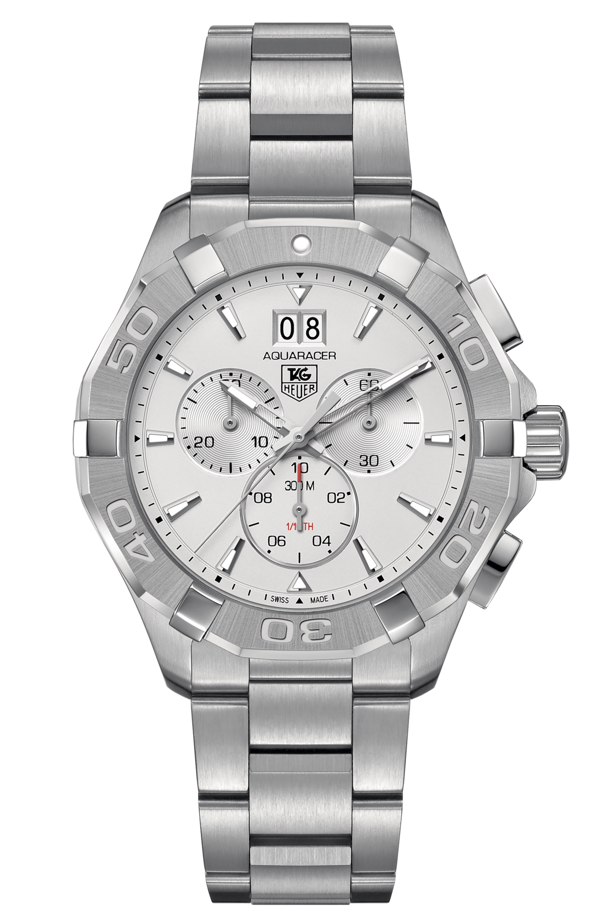 Tag Heuer Aquaracer White Dial Silver Steel Strap Watch for Men - CAY1111.BA0927